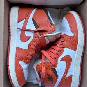 Orange and White High-Top Sneakers